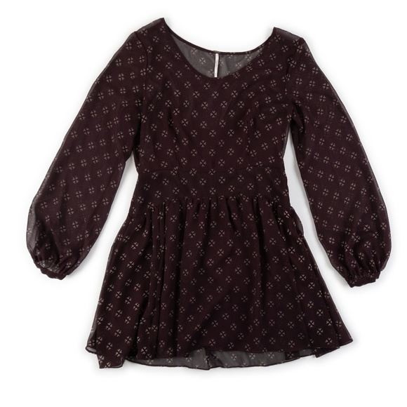 Free People Dresses & Skirts - FREE PEOPLE  Patterned Dress, Eggplant Color Perfect Condition